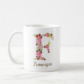 Gepersonaliseerd monogram Bloemletter F Koffiemok (Links)
