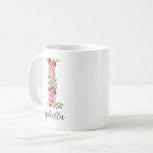Gepersonaliseerd monogram Bloemletter I Koffiemok (Voorkant links)