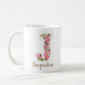 Gepersonaliseerd monogram Bloemletter J Koffiemok (Links)