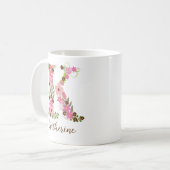 Gepersonaliseerd monogram Bloemletter K Koffiemok (Voorkant links)