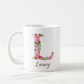 Gepersonaliseerd monogram Bloemletter L Koffiemok (Links)