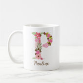 Gepersonaliseerd monogram Bloemletter P Koffiemok (Links)