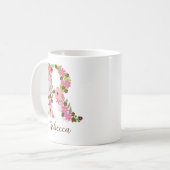 Gepersonaliseerd monogram Bloemletter R Koffiemok (Voorkant links)