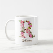 Gepersonaliseerd monogram Bloemletter R Koffiemok (Links)
