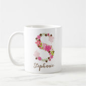 Gepersonaliseerd monogram Bloemletter S Koffiemok (Links)
