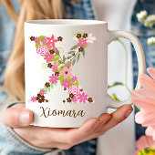 Gepersonaliseerd monogram Bloemletter X Koffiemok