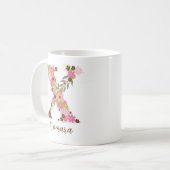 Gepersonaliseerd monogram Bloemletter X Koffiemok (Voorkant links)
