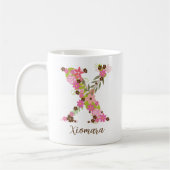 Gepersonaliseerd monogram Bloemletter X Koffiemok (Links)