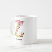 Gepersonaliseerd monogram Bloemletter Z Koffiemok (Voorkant links)