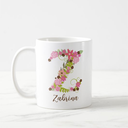 Gepersonaliseerd monogram Bloemletter Z Koffiemok (Links)