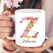 Gepersonaliseerd monogram Bloemletter Z Koffiemok