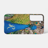 Gepersonaliseerd Monogram Blue Peacock Samsung Galaxy Hoesje (Achterkant horizontaal)