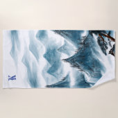 Gepersonaliseerd Monogram Blue Rolling Mountain Ui Strandlaken (Voorkant)
