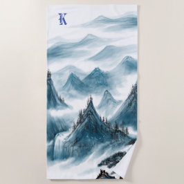 Gepersonaliseerd Monogram Blue Rolling Mountain Ui Strandlaken