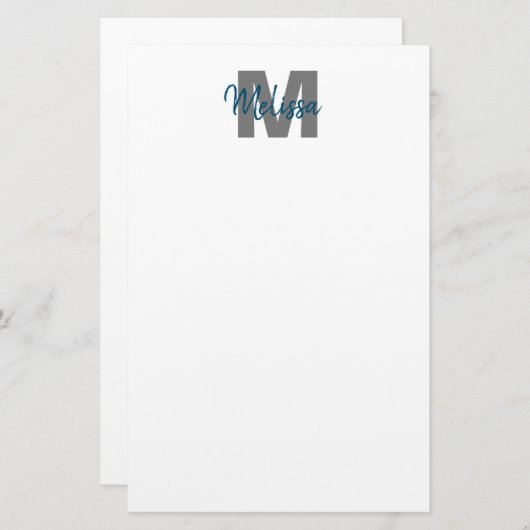 Gepersonaliseerd monogram briefpapier (Voorkant / Achterkant)