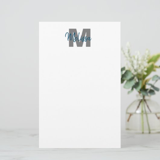 Gepersonaliseerd monogram briefpapier (Staand voorkant)