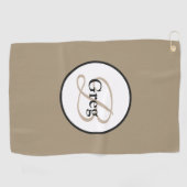 Gepersonaliseerd Monogram Brown White Golf Towel Golfhanddoek (Horizontaal)