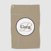 Gepersonaliseerd Monogram Brown White Golf Towel Golfhanddoek (Voorkant)