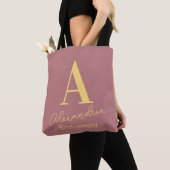 Gepersonaliseerd Monogram Bruidsmeisje Dusty Pink Tote Bag (Dichtbij)