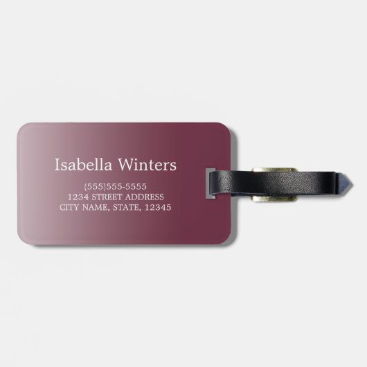 Gepersonaliseerd monogram Burgundy Glitter Ombre N Bagagelabel (Achterkant horizontaal)