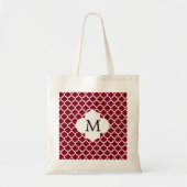 Gepersonaliseerd monogram Burgundy Quatrefoil Patr Tote Bag (Voorkant)