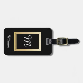 Gepersonaliseerd Monogram Business Gold Black Bagagelabel