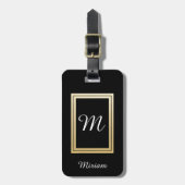 Gepersonaliseerd Monogram Business Gold Black Bagagelabel (Voorkant verticaal)