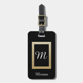 Gepersonaliseerd Monogram Business Gold Black Bagagelabel