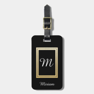 Gepersonaliseerd Monogram Business Gold Black Bagagelabel