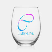 Gepersonaliseerd Monogram "C" Naam Abstract Spring Wijnglas Zonder Voet (Voorkant)