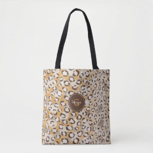 Gepersonaliseerd Monogram Cheetah Print Animal Pat Tote Bag