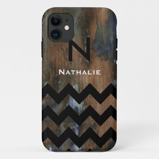 gepersonaliseerd monogram chevron op textuur Case-Mate iPhone case (Achterkant)