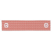 Gepersonaliseerd Monogram Chevron Pattern A15D Red Korte Tafelloper (Horizontaal)
