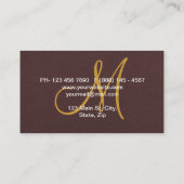 Gepersonaliseerd monogram chocolade bruin Eenvoudi Visitekaartje (Achterkant)