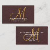 Gepersonaliseerd monogram chocolade bruin Eenvoudi Visitekaartje (Voorkant / Achterkant)