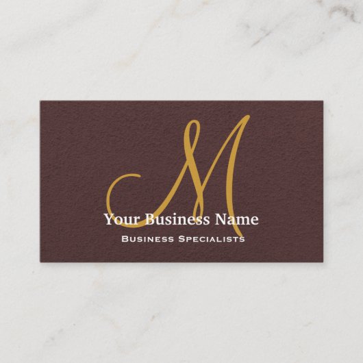 Gepersonaliseerd monogram chocolade bruin Eenvoudi Visitekaartje (Voorkant)