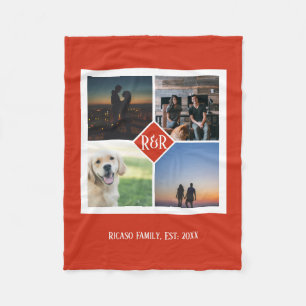 Gepersonaliseerd Monogram Custom 4 Fotocollage Fleece Deken