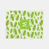 Gepersonaliseerd monogram Cute Green Tree Pattern Fleece Deken (Voorkant (Horizontaal))
