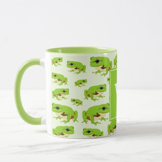 Gepersonaliseerd monogram Cute Green Tree Pattern Mok (Links)
