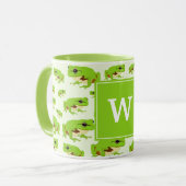 Gepersonaliseerd monogram Cute Green Tree Pattern Mok (Voorkant links)
