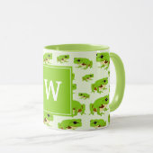 Gepersonaliseerd monogram Cute Green Tree Pattern Mok (Voorkant rechts)