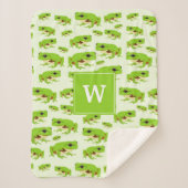 Gepersonaliseerd monogram Cute Green Tree Pattern Sherpa Deken (Voorkant)
