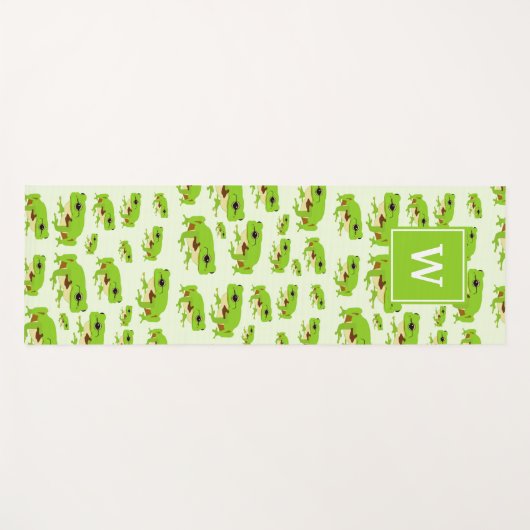 Gepersonaliseerd monogram Cute Green Tree Pattern Yogamat (Voorkant (horizontaal))