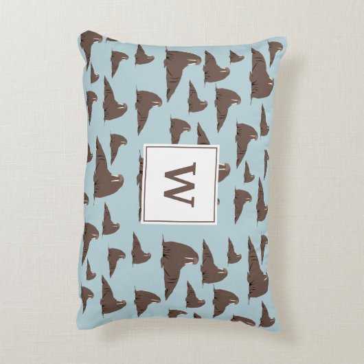 Gepersonaliseerd monogram Cute Walrus Pattern Accent Kussen (Achterkant (Verticaal))