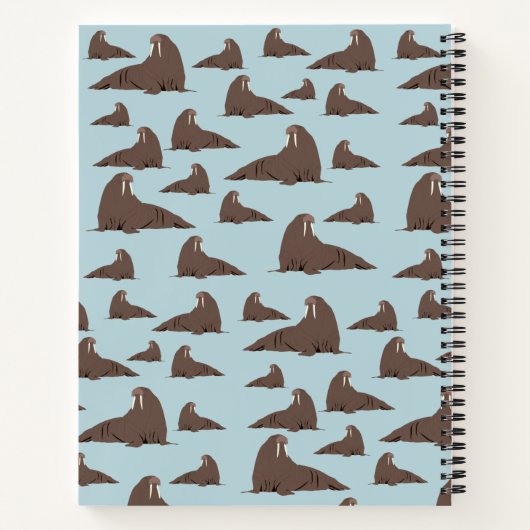 Gepersonaliseerd monogram Cute Walrus Pattern Notitieboek (Achterkant)