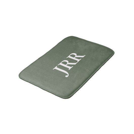 Gepersonaliseerd Monogram Deep Lichen Green Badmat (Gekanteld)
