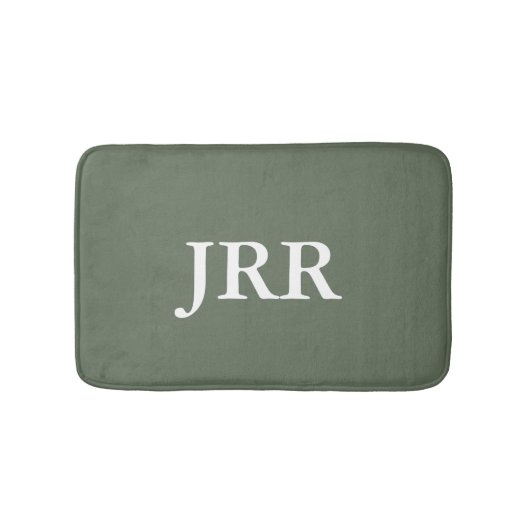 Gepersonaliseerd Monogram Deep Lichen Green Badmat (Voorkant)