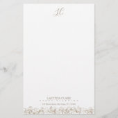 Gepersonaliseerd monogram Elegant Floral Briefpapier (Voorkant)