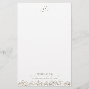 Gepersonaliseerd monogram Elegant Floral Briefpapier