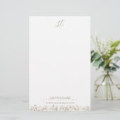 Gepersonaliseerd monogram Elegant Floral Briefpapier (Staand voorkant)